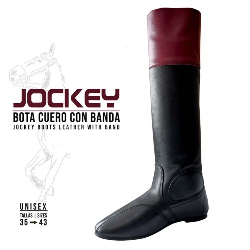 BOTA JOCKEY CUERO CON BANDA