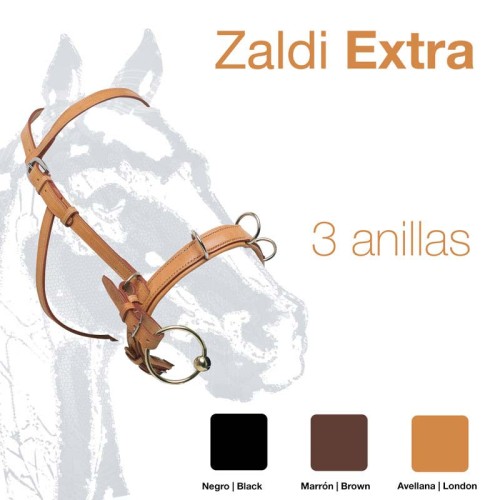 CABEZADA SERRETA CUERO ZALDI EXTRA 3-anillas