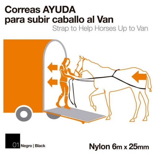 CORREAS AYUDA PARA SUBIR CABALLO AL VAN