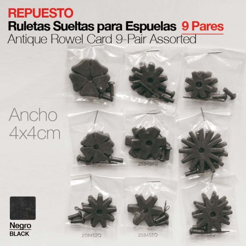 ESPUELA RULETAS SUELTAS 9 PARES ancho: 4x4cm