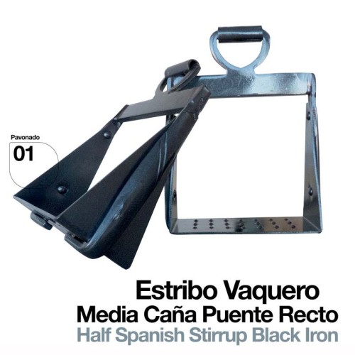 ESTRIBO VAQUERO 1/2 CAÃ‘A PUENTE RECTO PAVONADO