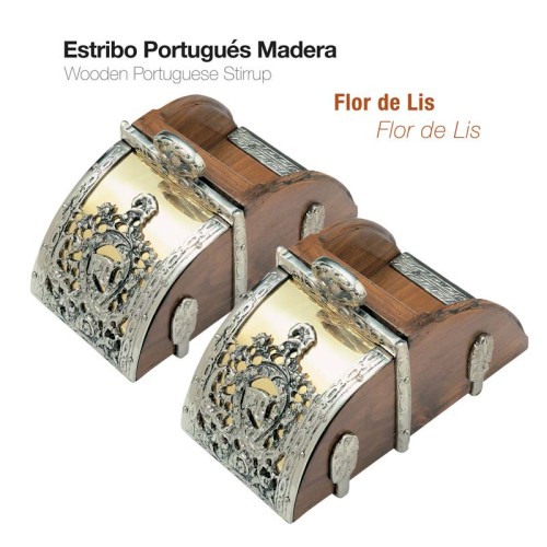 ESTRIBO PORTUGUÃ‰S MADERA FLOR DE LIS