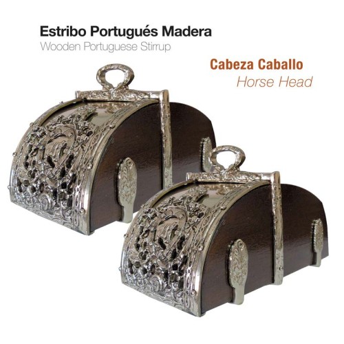 ESTRIBO PORTUGUÃ‰S MADERA CABEZA CABALLO