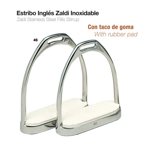 ESTRIBO INGLÃ‰S ZALDI INOXIDABLE CON TACO 22108