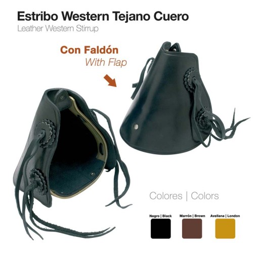 ESTRIBO WESTERN TEJANO CUERO CON FALDÃ“N