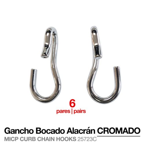 GANCHO BOCADO ALACRÃN CROMADO 25723C 6 PARES