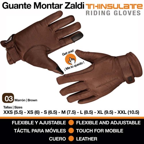 GUANTE CUERO INVIERNO THINSULATE MARRÃ“N