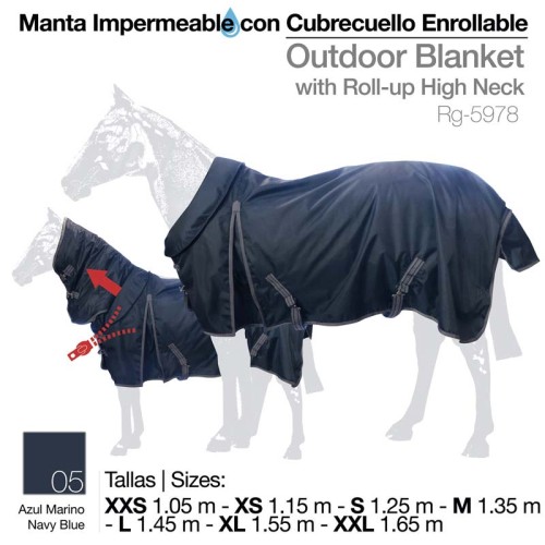 MANTA IMPERMEABLE CUBRECUELLO ENROLLABLE AZUL