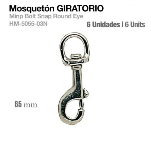 MOSQUETÃ“N GIRATORIO HM-5055-03N 6uds