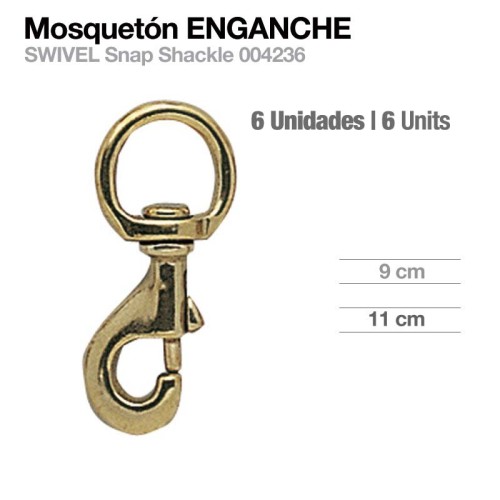 MOSQUETÃ“N GIRATORIO DORADO HB-225-10 6uds