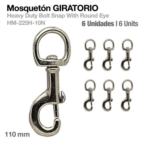 MOSQUETÃ“N GIRATORIO HM-225H-10N 6uds