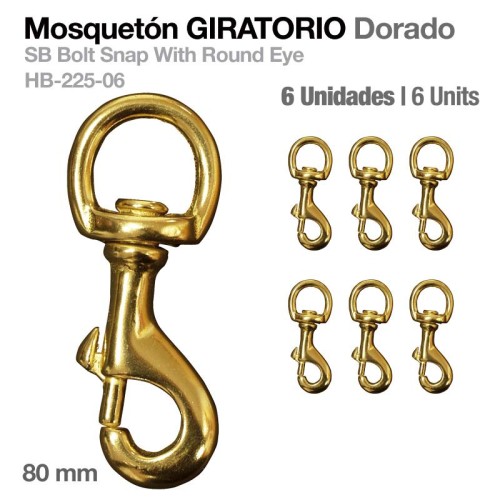 MOSQUETÃ“N GIRATORIO DORADO HB225-06 8cm 6uds