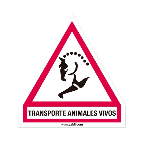 PLACA AVISO TRANSPORTE ANIMALES VIVOS