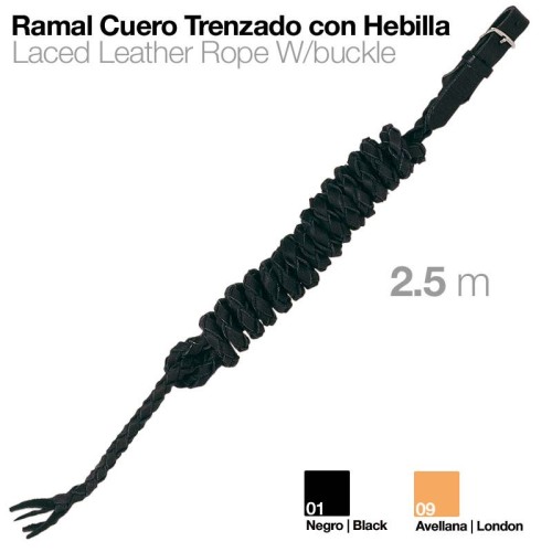 RAMAL CUERO TRENZADO CON HEBILLA 2.5m