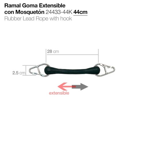RAMAL GOMA EXTENSIBLE CON MOSQUETÃ“N 24433-44K 44cm
