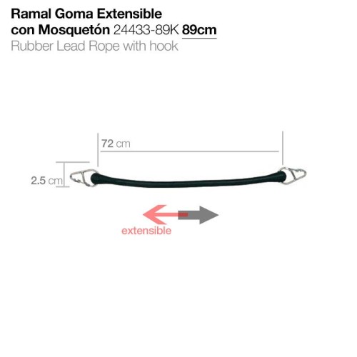 RAMAL GOMA EXTENSIBLE CON MOSQUETÃ“N 24433-89K 89cm