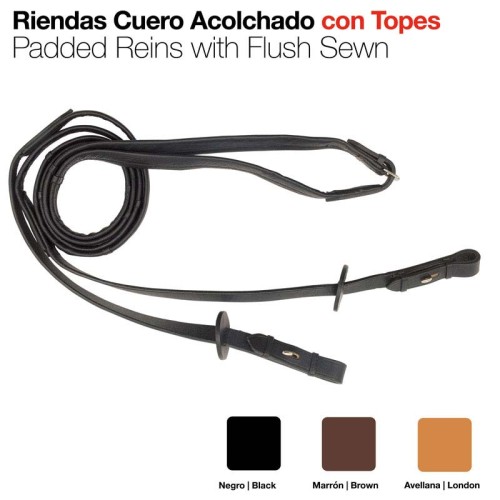 RIENDAS CUERO ACOLCHADO CON TOPES 1821