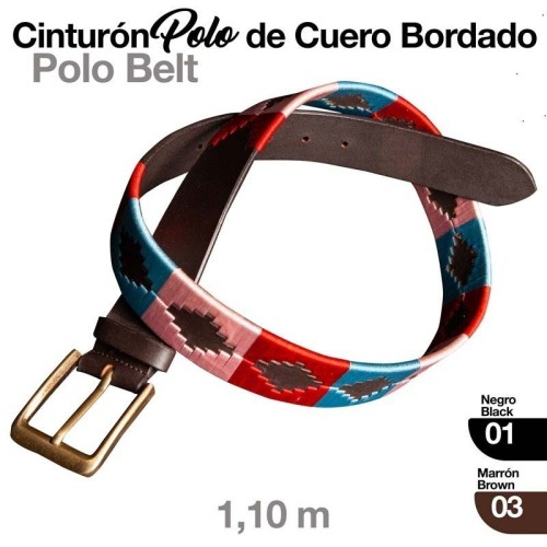 CINTURÃ“N POLO CUERO BORDADO