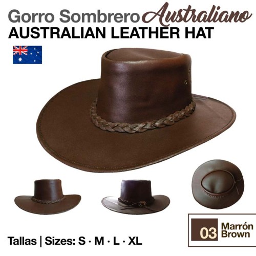 GORRO SOMBRERO AUSTRALIANO MARRÃ“N