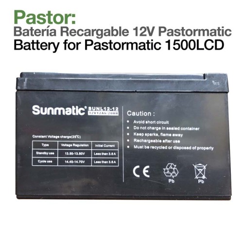 PASTOR: BATERÃA RECARGABLE PASTORMATIC 1500LCD 12V