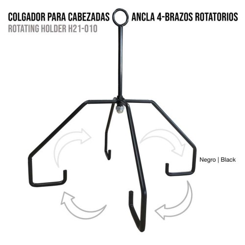 COLGADOR PARA CABEZADAS ANCLA 4-BRAZOS ROTATORIOS NEGRO