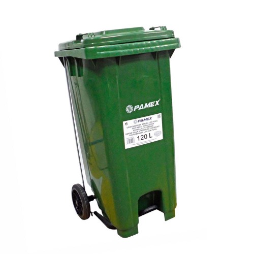 CONTENEDOR BASURA VERDE 120L CON PEDAL YY-120C