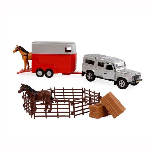 JUGUETE: COCHE LAND ROVER CON VAN & CABALLOS & CER