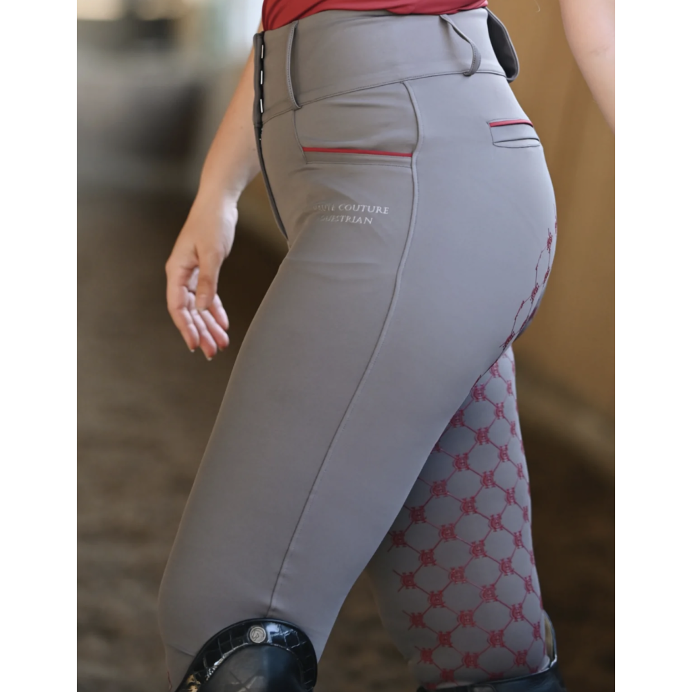 PANTALON ROYAL GREY-BURGUNDY HAUTE COUTURE EQUESTRIAN