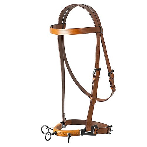 Cabezada serreta vaquera lexhis cuero c/ahogad.3 pilares forrada 2