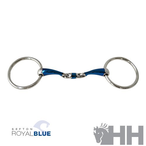 Filete sefton royal blue anilla embocadura partida doble curva grosor 14 mm
