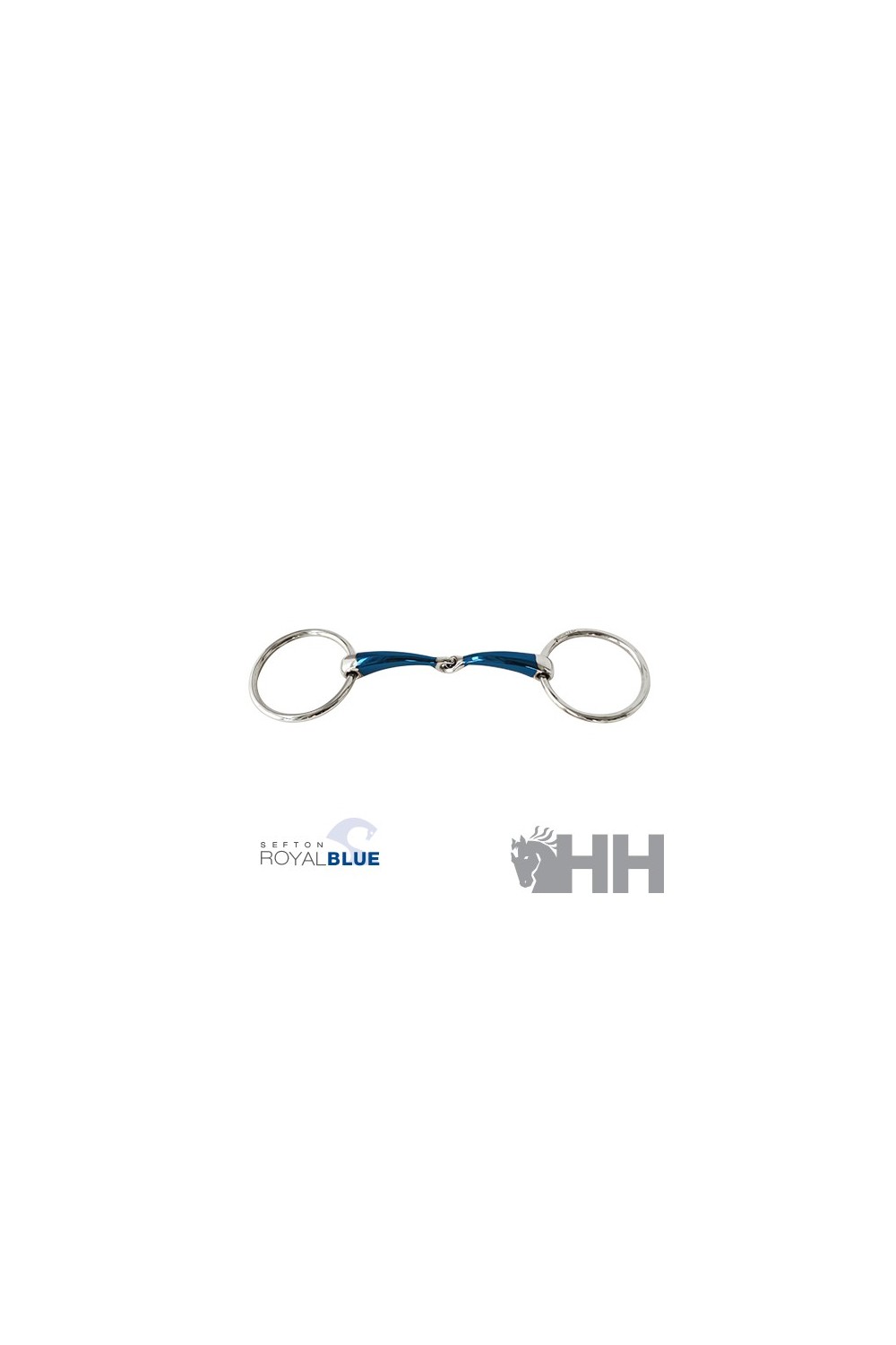 Filete sefton royal blue anilla embocadura partida curva con bloqueo grosor 14 mm