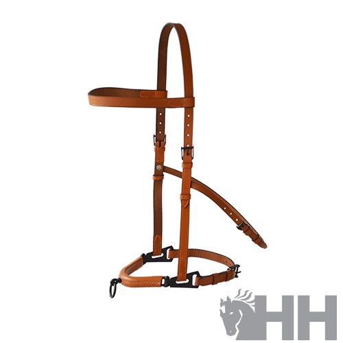 Cabezada serreta vaquera hh cuero ahogadero medio 1 pilar forrada