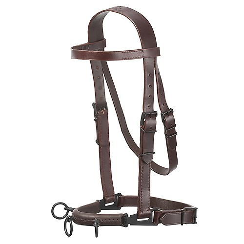 Cabezada serreta vaquera hh cuero c/ahogad.3 pilares forrada