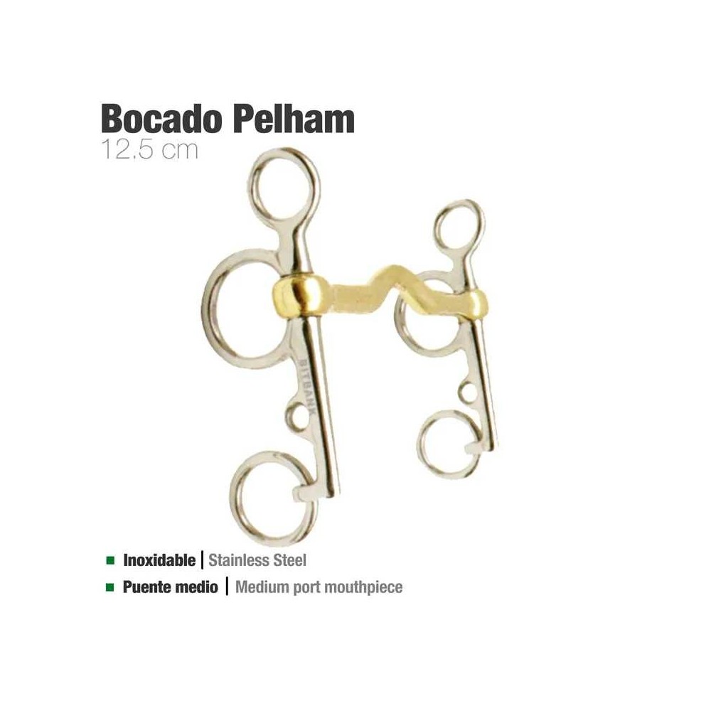 Bocado pelham puente bbi-2217b inox 12.5cm