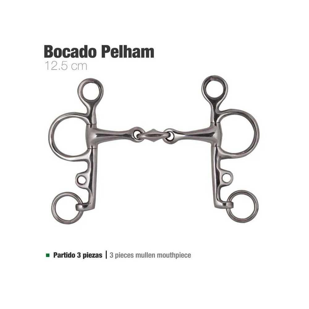 Bocado pelham partido 3 piezas l44