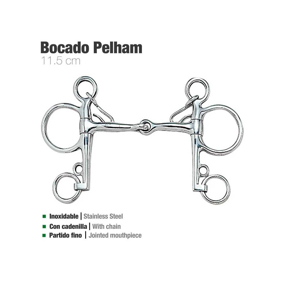 Bocado pelham partido fino inox 212501