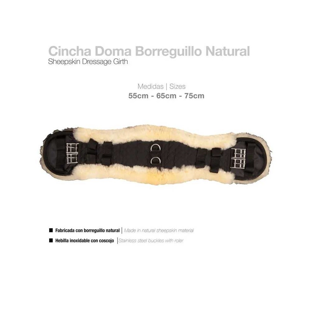 Cincha doma borreguillo natural r10