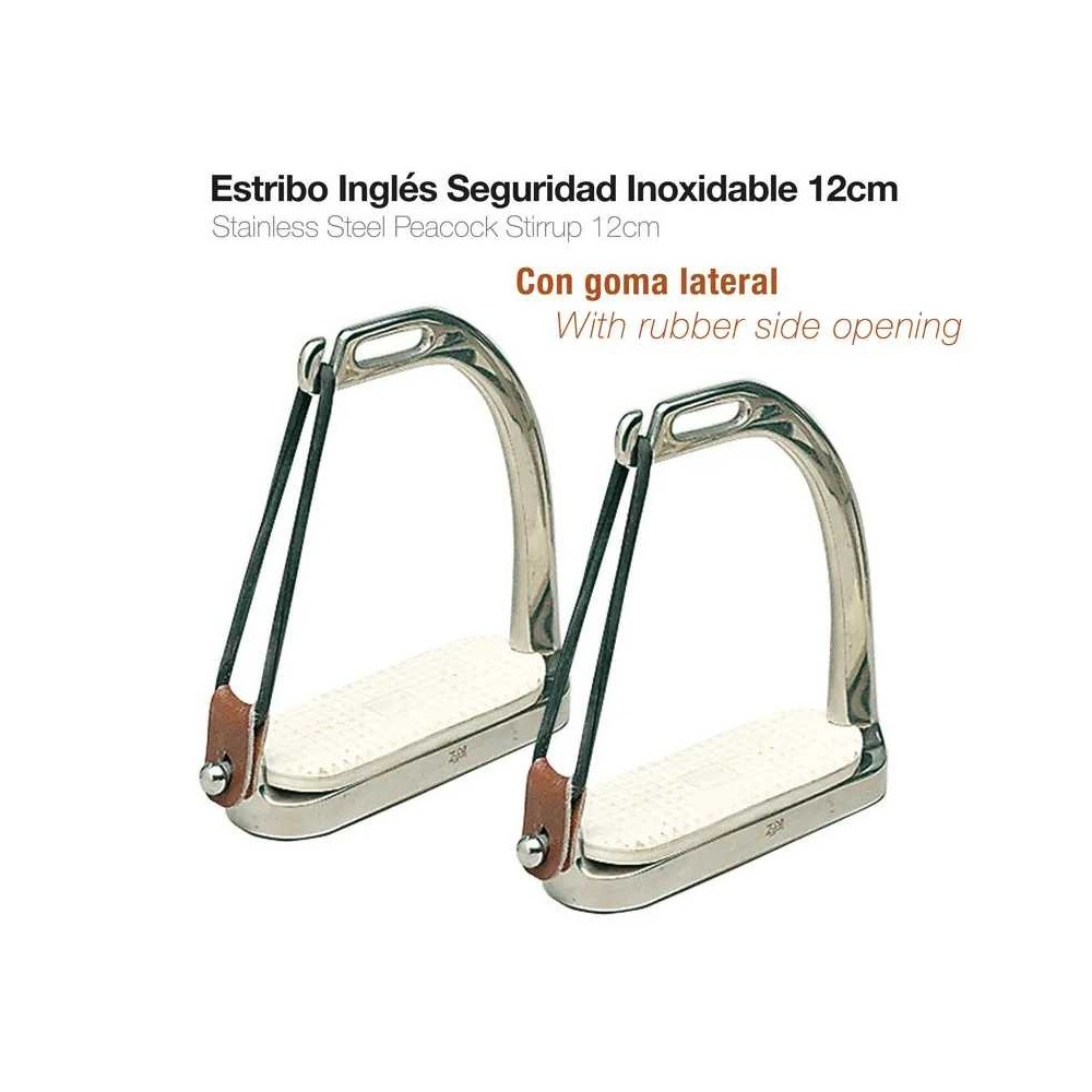 Estribo inglés seguridad inox con goma 221018 12cm