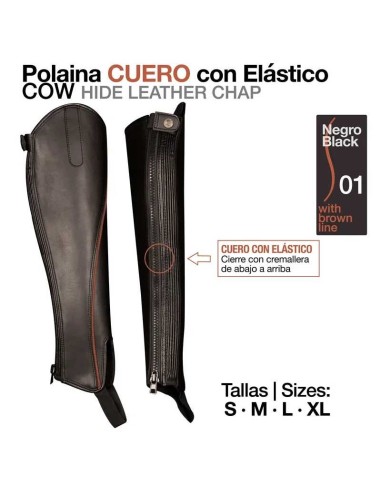 Polaina cuero c/elástico hide w74 negro