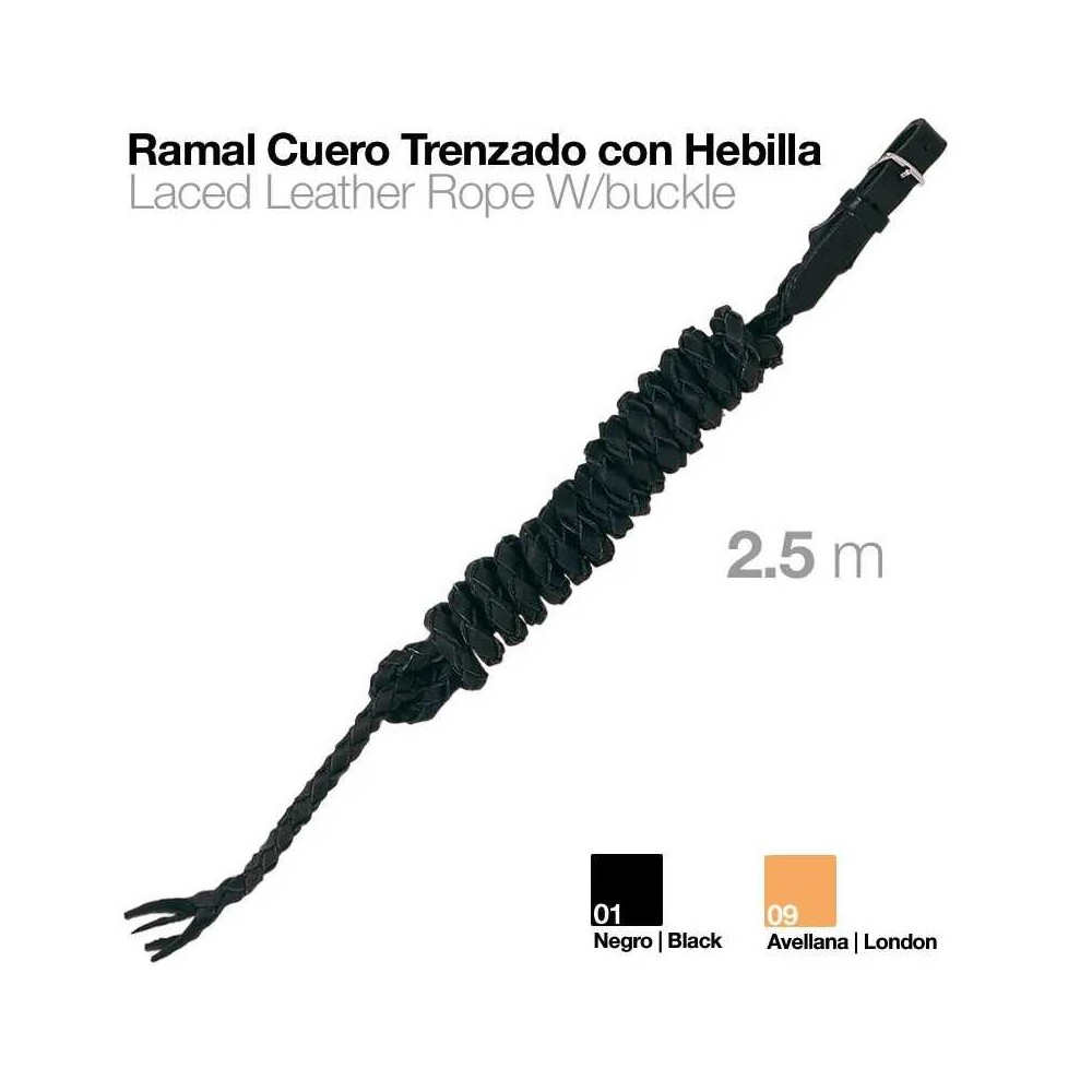 Ramal cuero trenzado con hebilla 2.5m