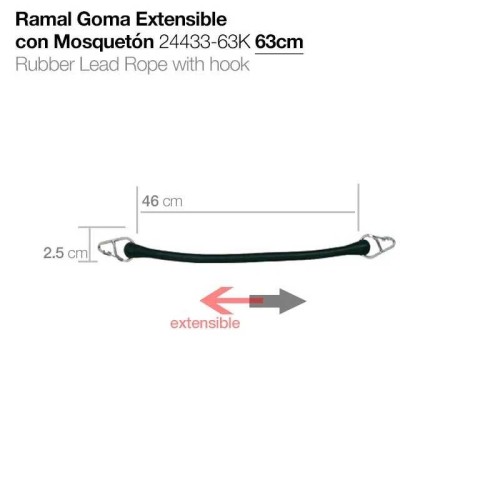 Ramal goma extensible con mosquetón 24433-63k 63cm