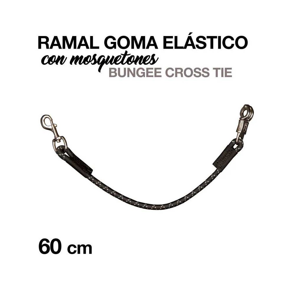 Ramal goma elastico con mosquetones 52982 negro 60cm