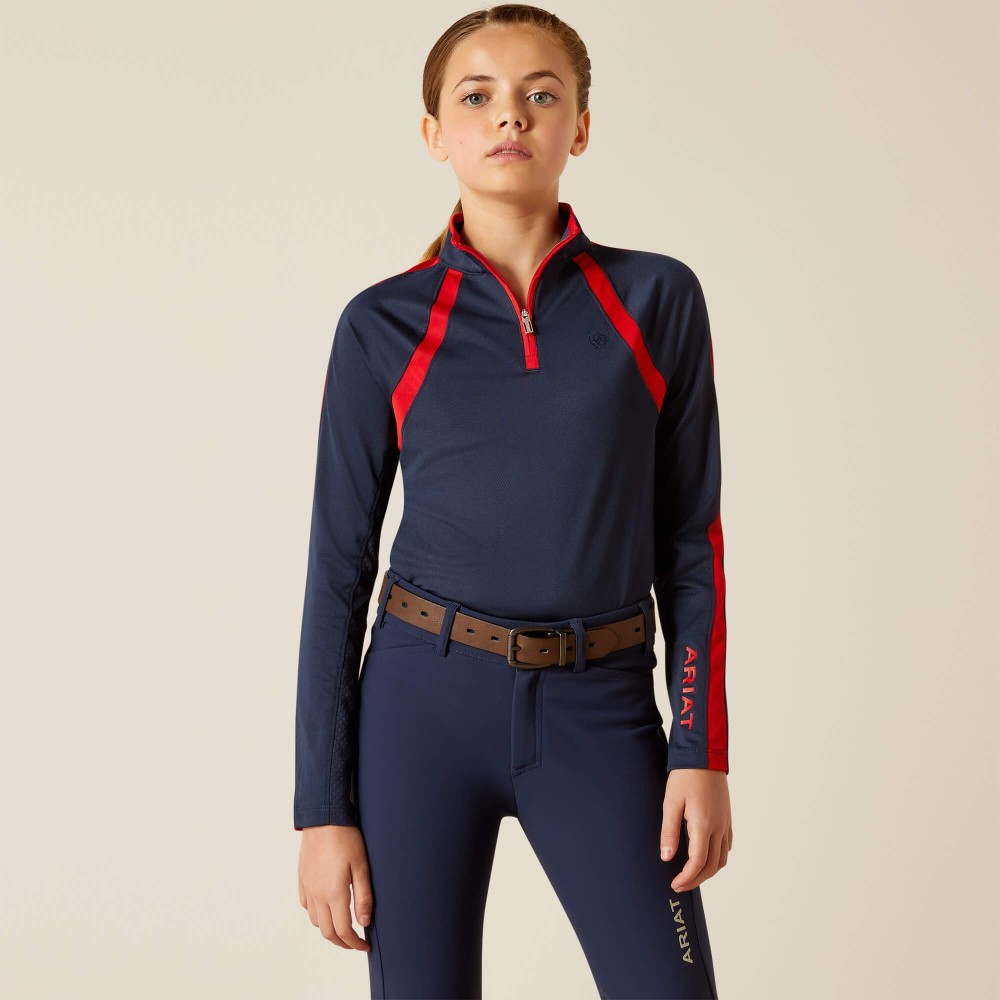 POLO NIÑO/A SUNSTOPPER 3.0 ZIP NAVY/RED ARIAT