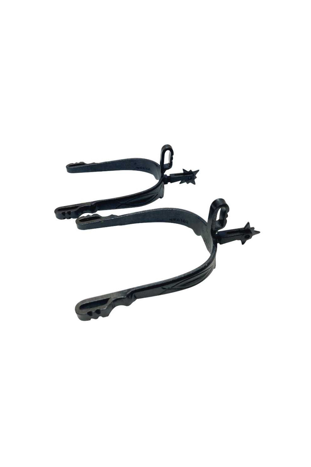 Espuela vaquera pavonada gallo corto recto ruleta vaquera