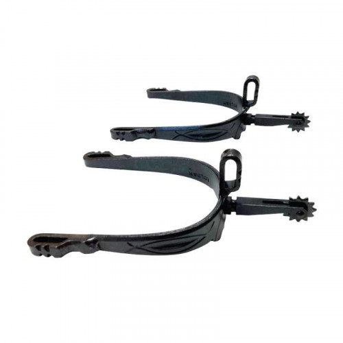 Espuela vaquera pavonada gallo largo recto ruleta inglesa 2