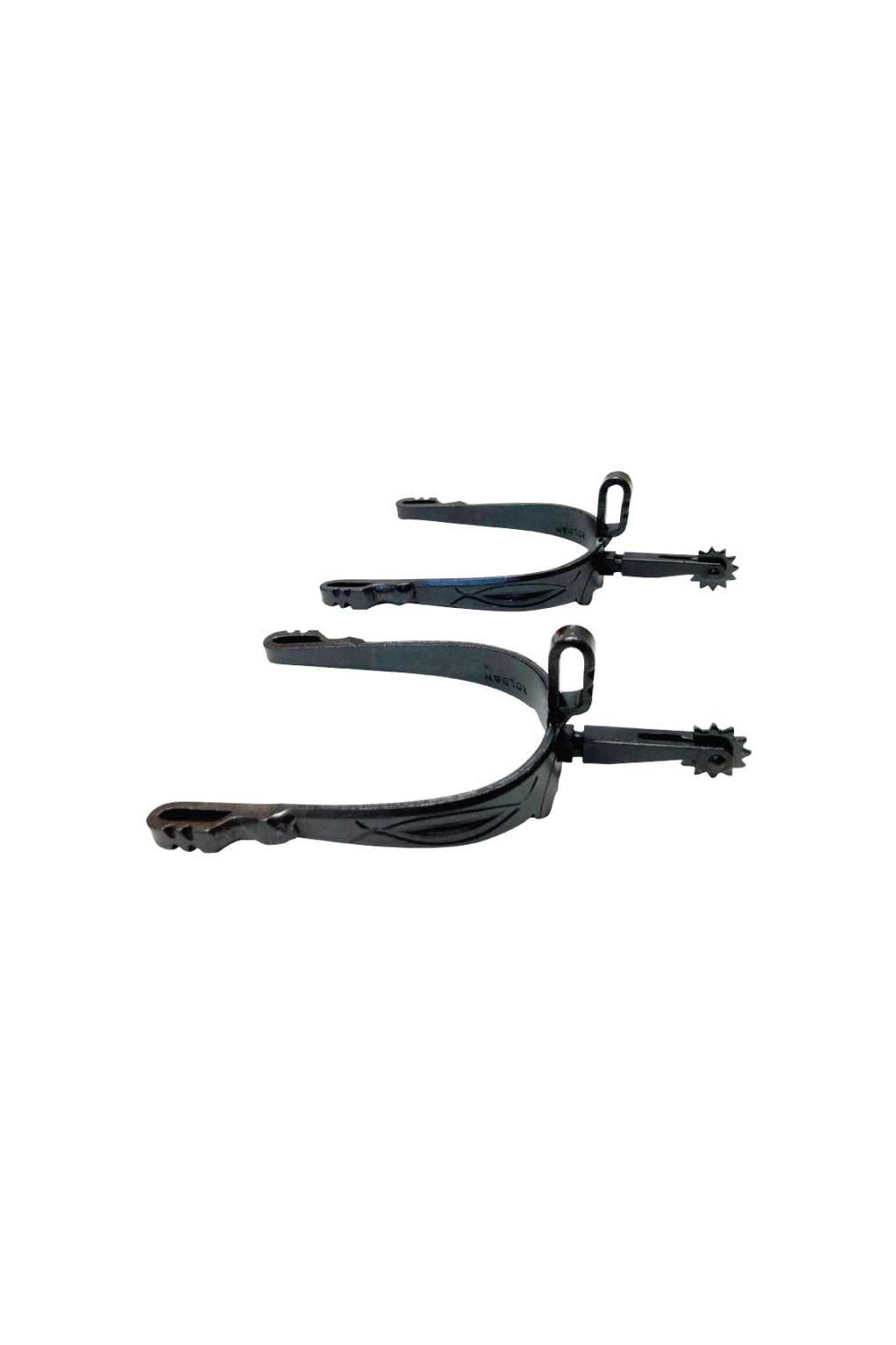 Espuela vaquera pavonada gallo largo recto ruleta inglesa