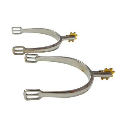 Espuela acero inox con ruleta dorada 2