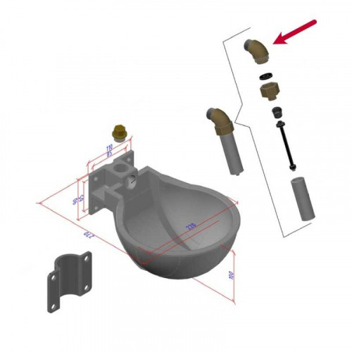 CODO DE LATÃ“N PARA VÃLVULA DE 3/4'' 2